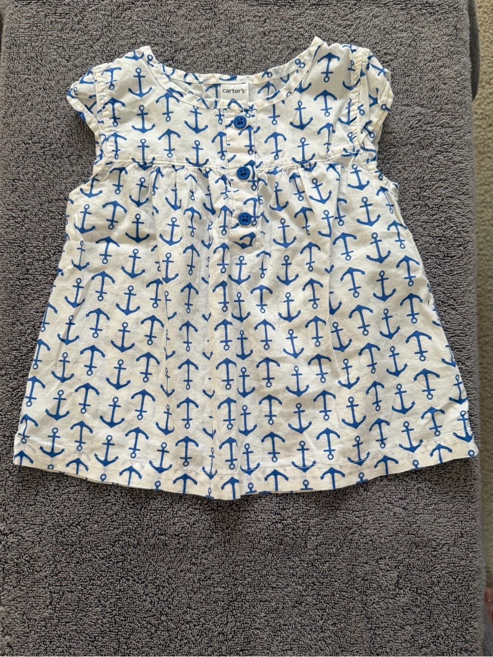 Carter's White Top with Blue Anchor Print